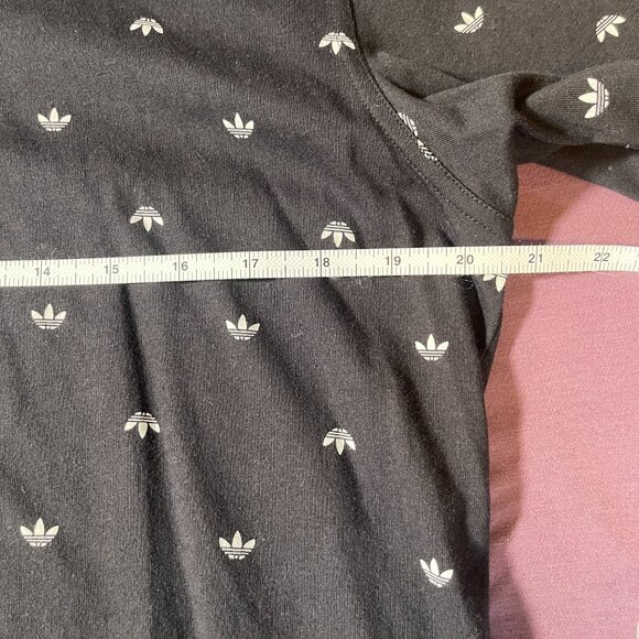 Adidas Black/White Trefoil All Over Print Short Sleeve T-Shirt - Men's Medium - Picture 5 of 5